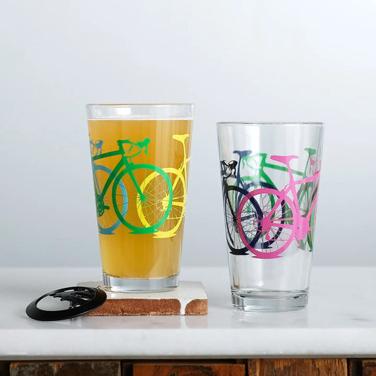Drop Bar Test Print Pint Glasses - Set of Two