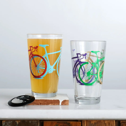 Drop Bar Test Print Pint Glasses - Set of Two